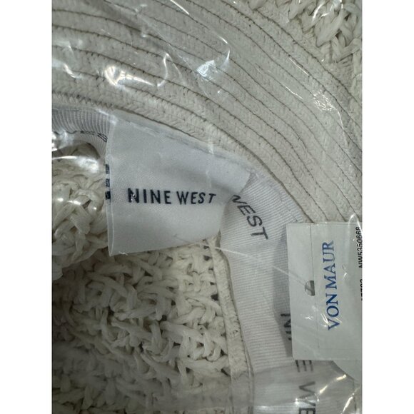 Nine West Big Floppy Sun Hat Ivory Cream Woven Summer Packable Women's One Size - Picture 4 of 5